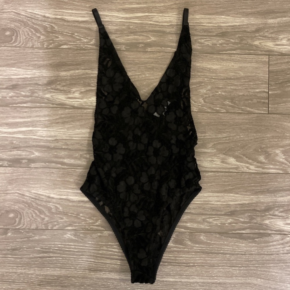 Black lace bodysuit from Planet Blue